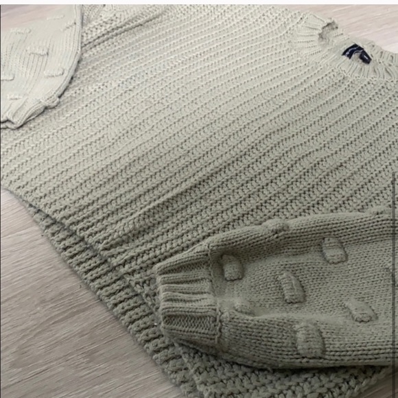 A30 Moon & Madison Knitted Sweater Light Green Balloon Sleeve Crochet Sz XS - Picture 3 of 9